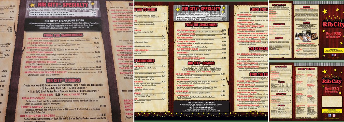 Rib City Menu
