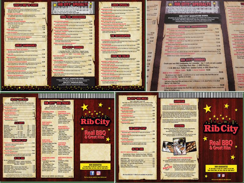 Rib City Menu