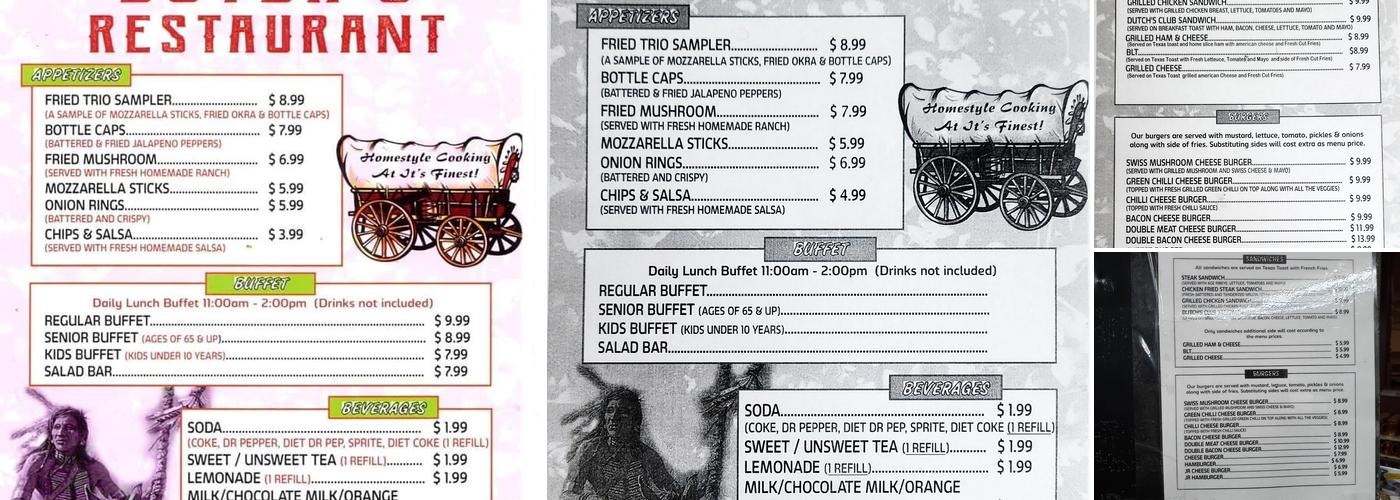 Dutch's Restaurant Menu