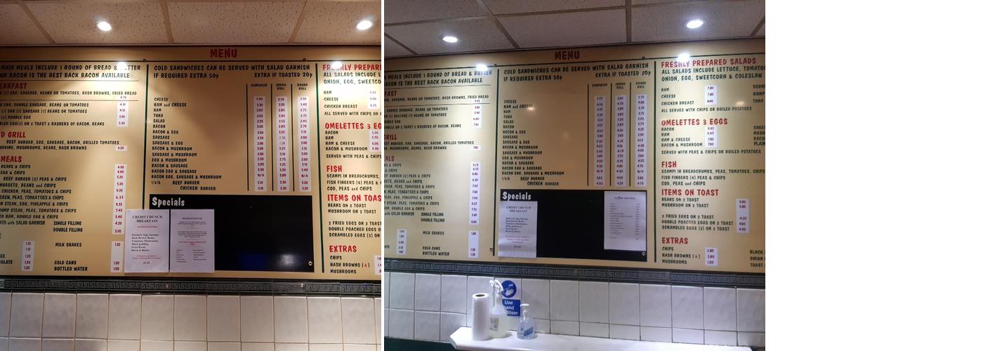 Concorde Cafe, Gloucester Menu