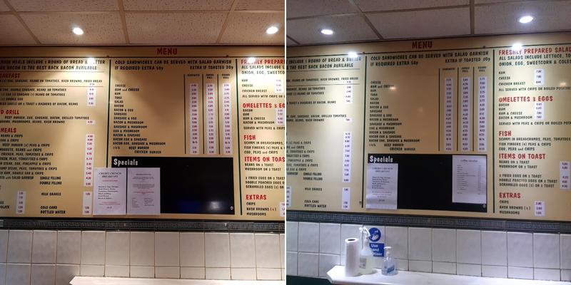 Concorde Cafe, Gloucester Menu