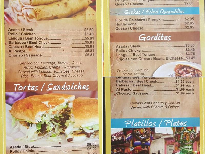 Tortilleria La Guera Menu