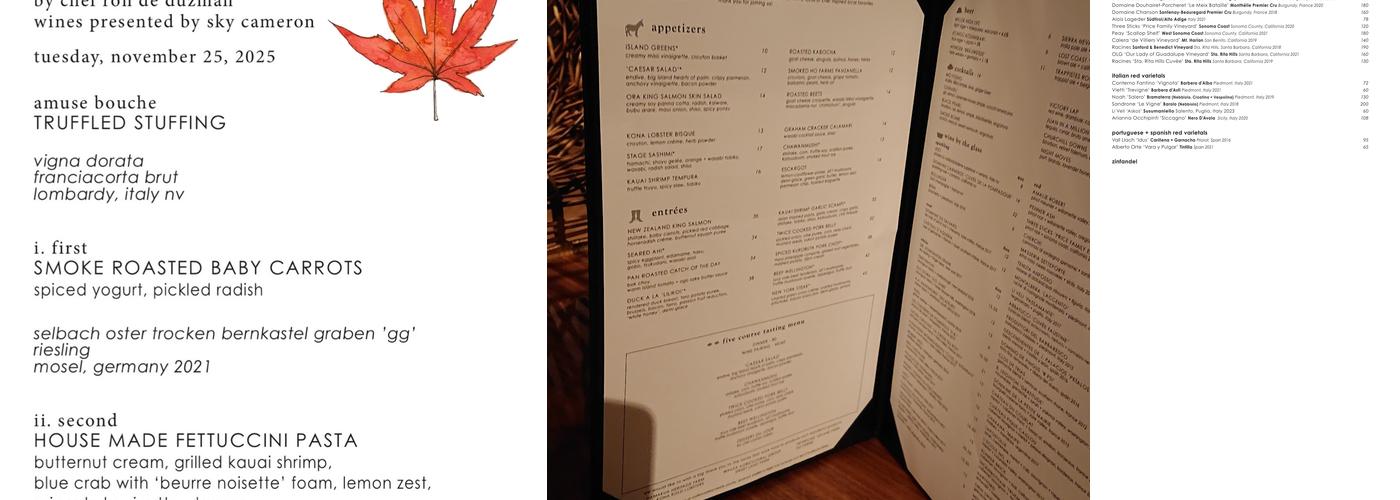 Stage Restaurant Menu