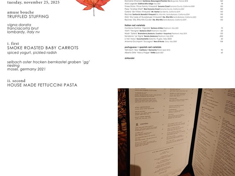 Stage Restaurant Menu