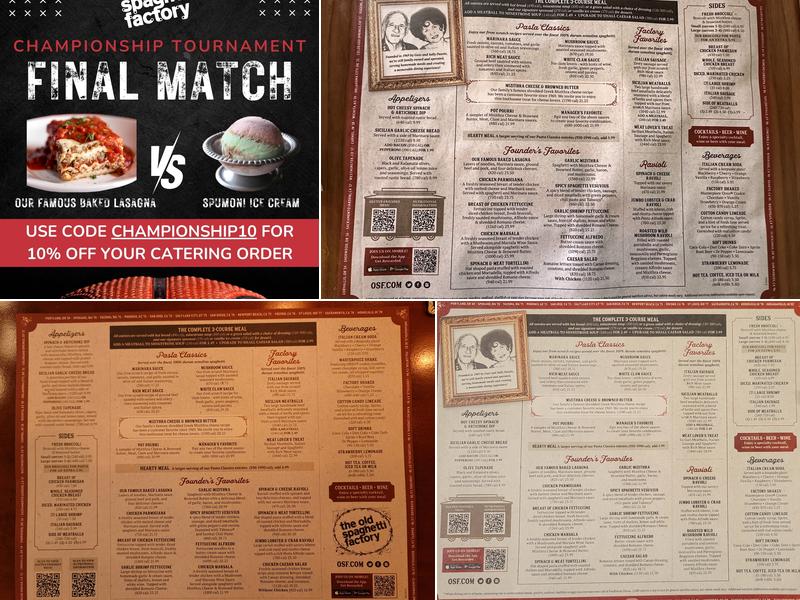 The Old Spaghetti Factory Menu