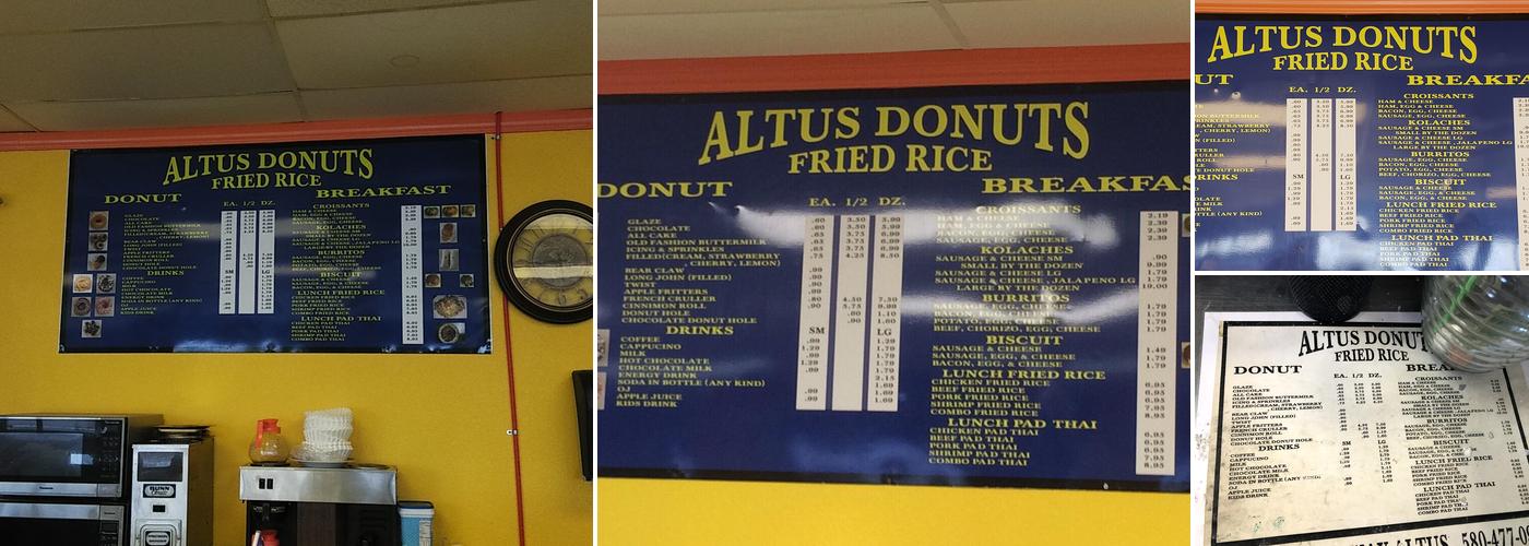 Altus Donuts & Fried Rice Menu