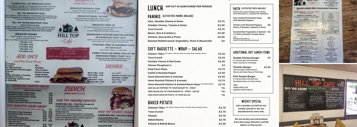 Hill Top Cafe Menu