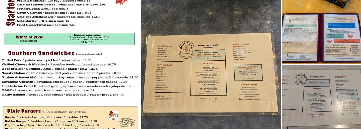 Dixie Grill BBQ & Crab Shack Menu