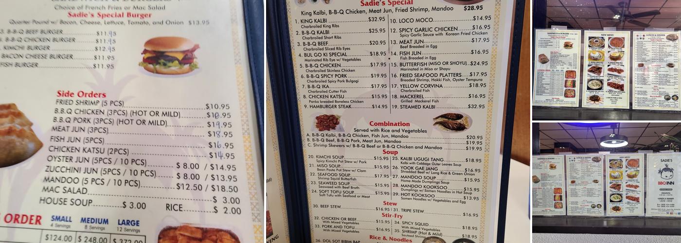 Sadie's BBQ Inn Menu