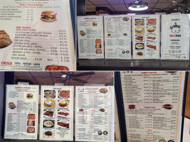 Sadie's BBQ Inn Menu