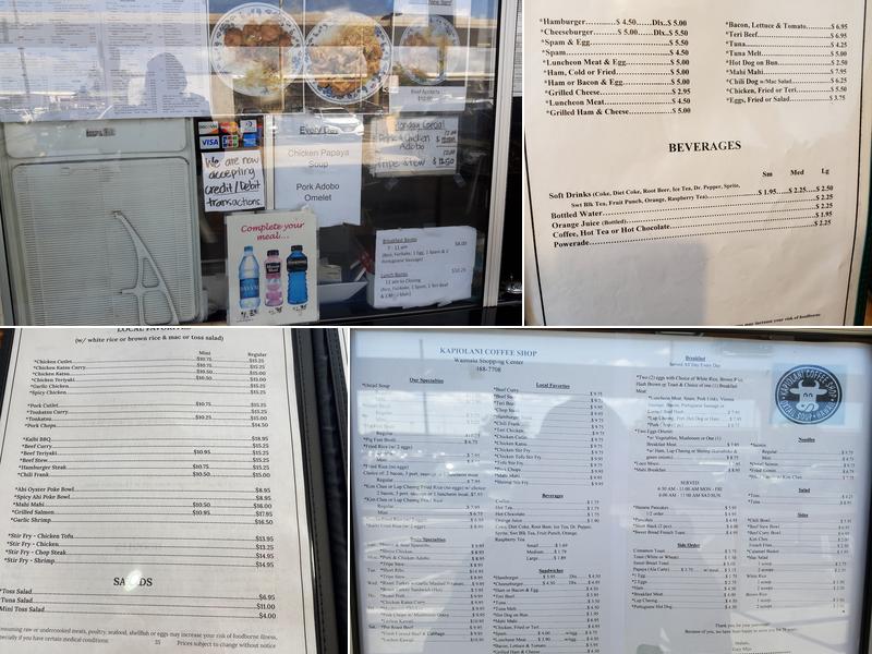 Kapiolani Coffee Shop-Waimalu Menu