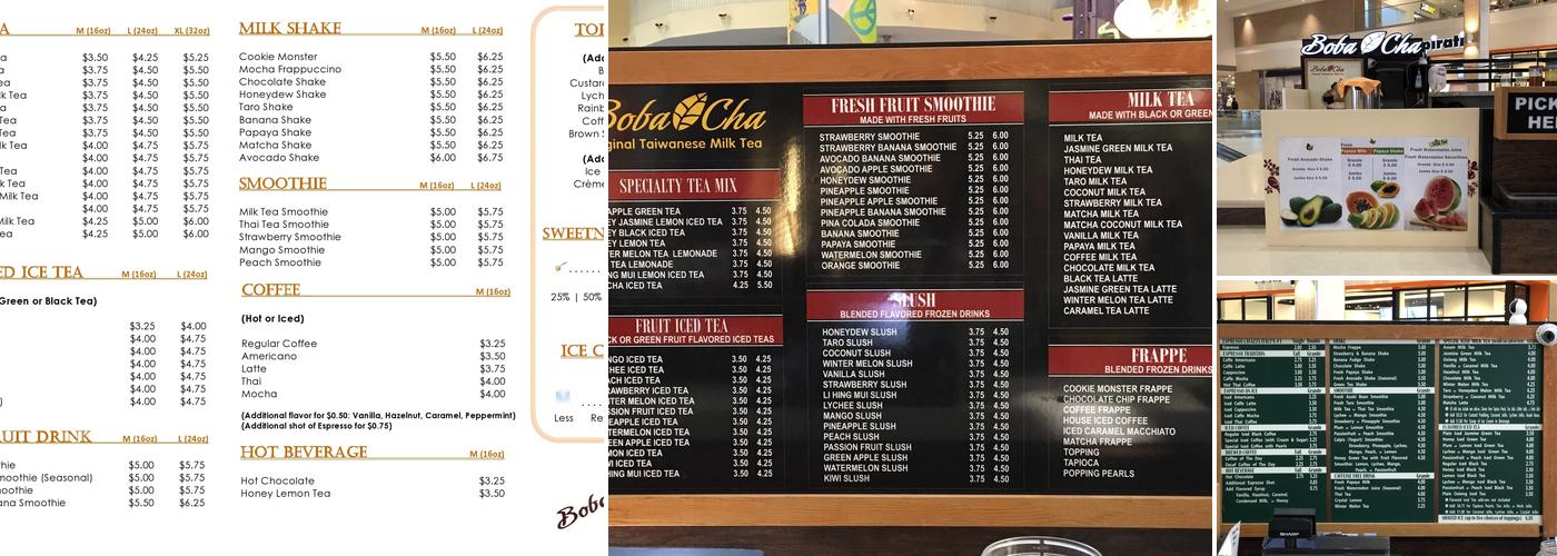 Boba Cha Menu