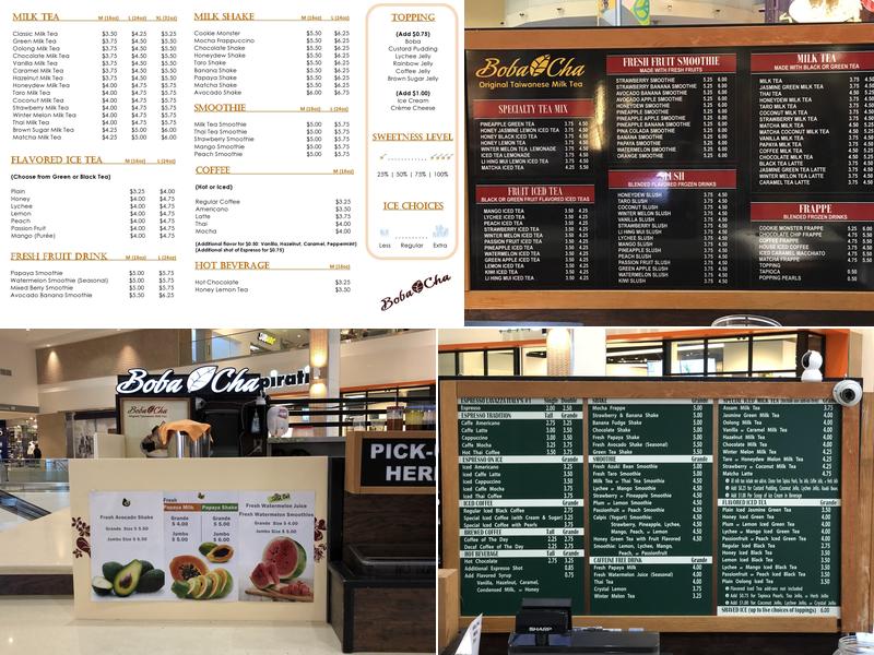 Boba Cha Menu