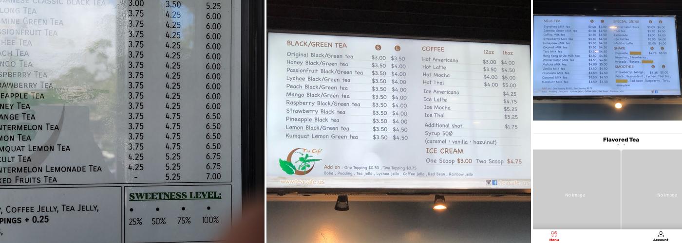 Tea Cafe Menu