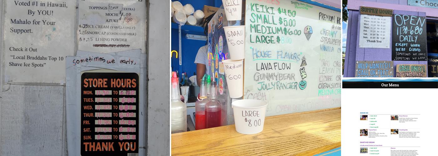 Mountain Magic Shave Ice Menu