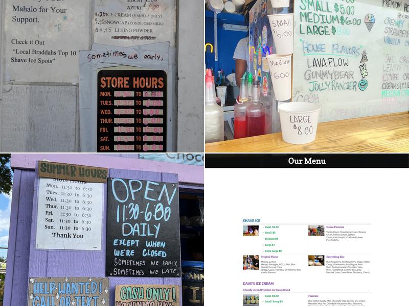 Mountain Magic Shave Ice Menu