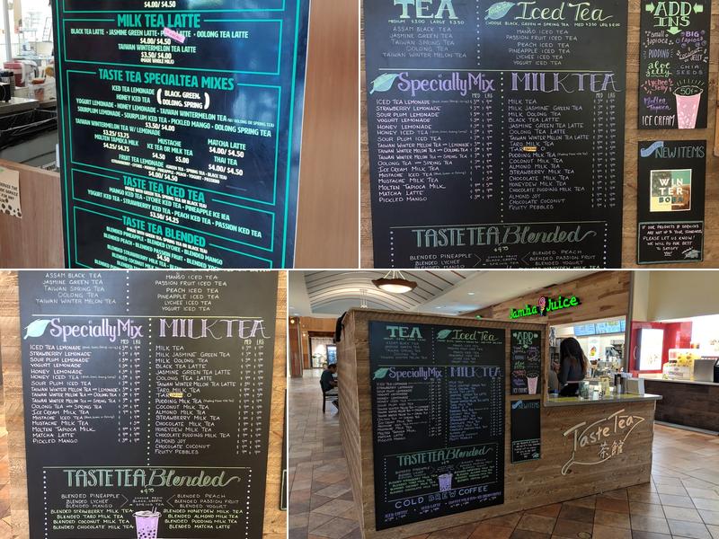 Taste Tea Menu