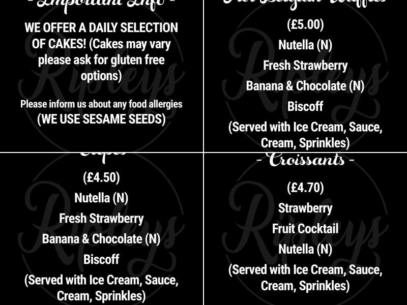 Ripleys Menu