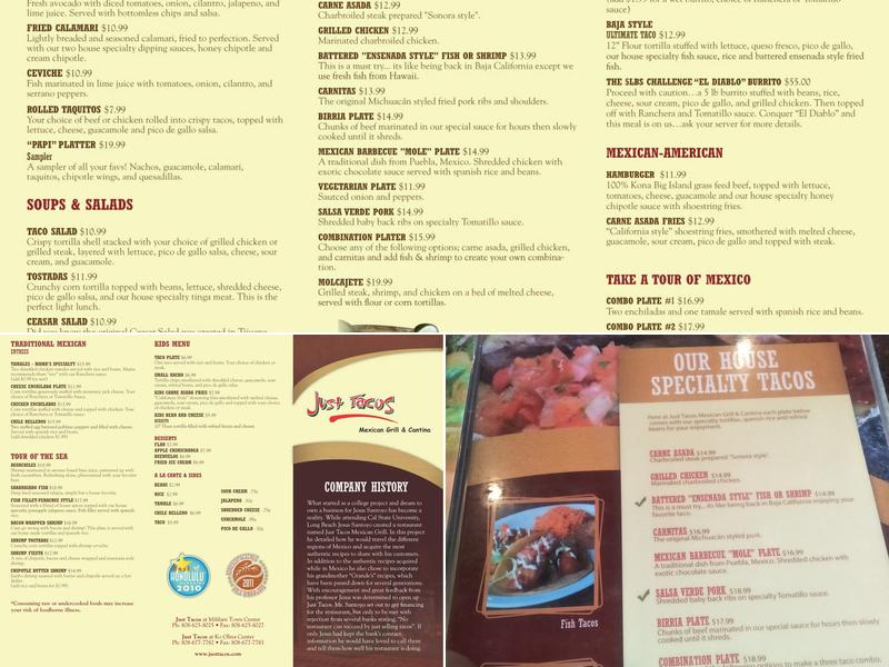 Just Tacos Mexican Grill & Cantina Menu