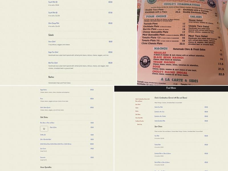 Cholo's Homestyle Mexican Menu