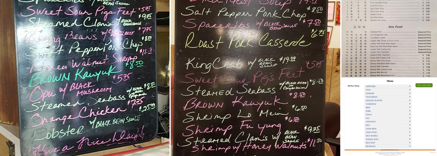 Wong Kung Chop Suey Restaurant Menu