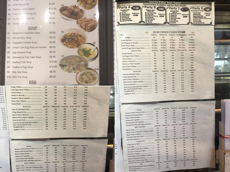 Ho Ho Chinese Cuisine Menu