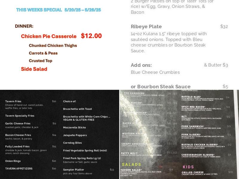 Hilo Town Tavern Menu