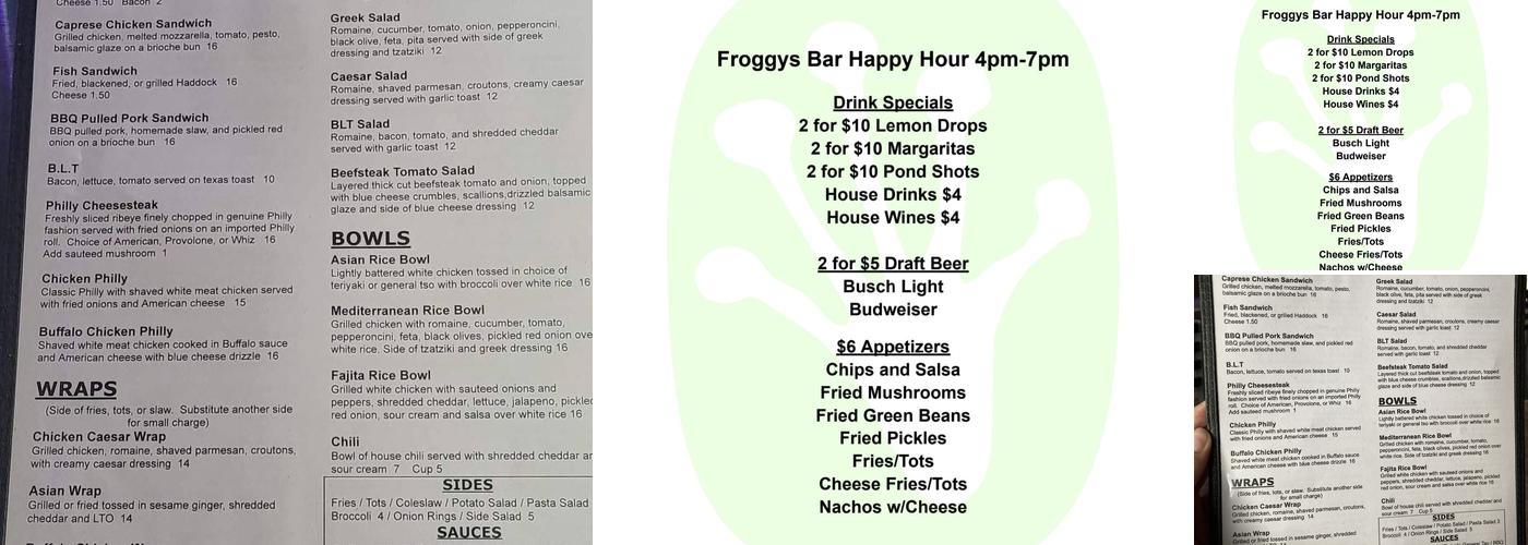 Froggy's Menu