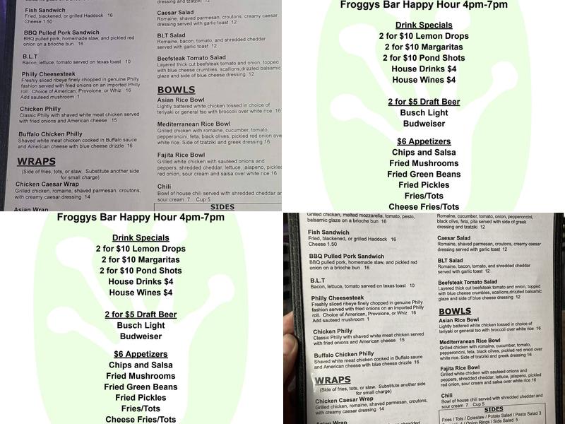 Froggy's Menu
