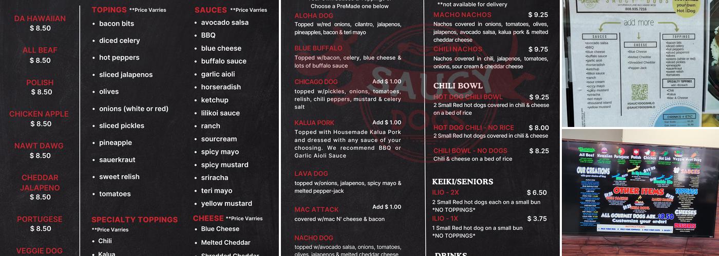 Saucy Dogs Menu