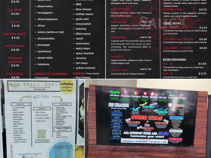Saucy Dogs Menu
