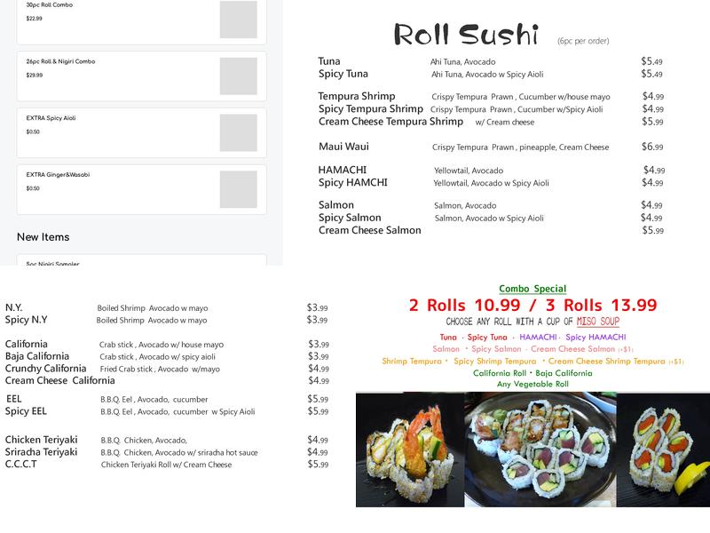 Ebisuya Sushi Menu