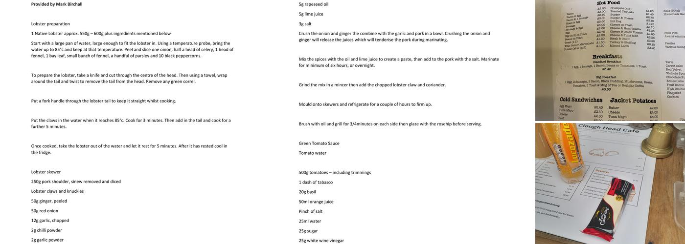 Clough Head Cafe And Tourist Information Menu