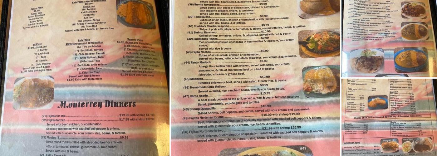 Monterrey's Mexican Restaurant Menu