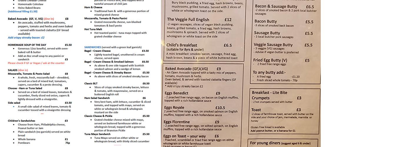 The Lamppost - Burrs Country Park Menu