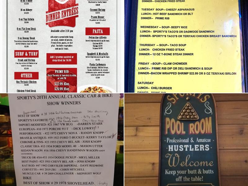 Sporty's Steakhouse Menu