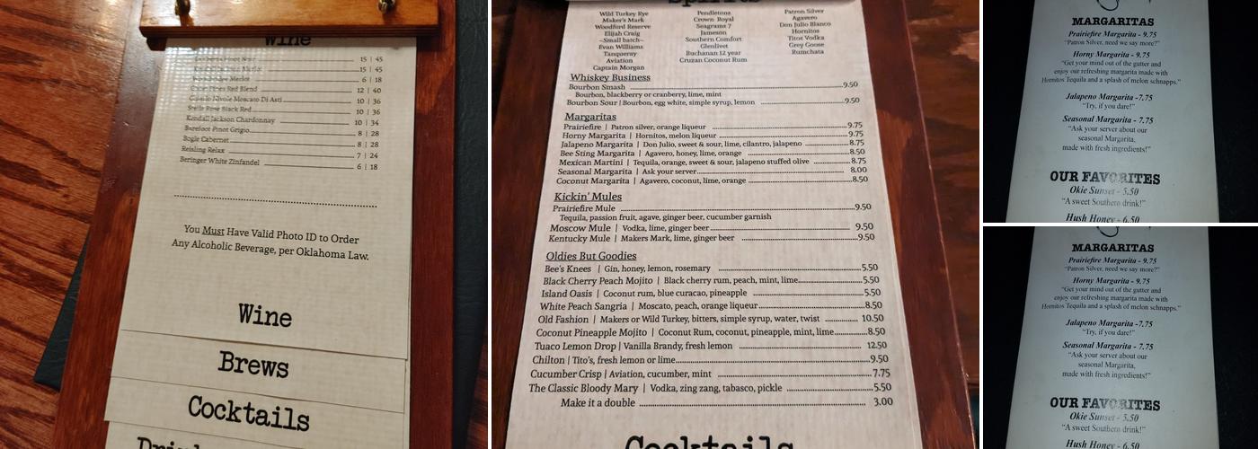 Prairiefire Grille Menu