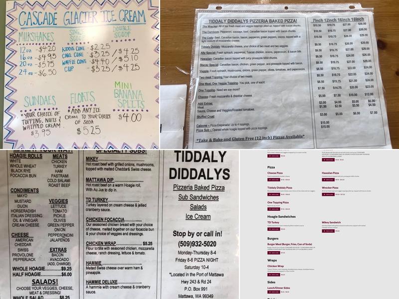 Tiddaly Diddalys Menu