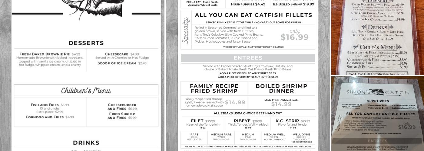 Simon's Catch Menu
