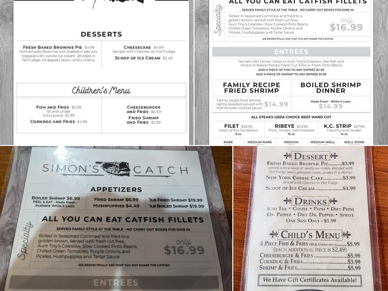 Simon's Catch Menu