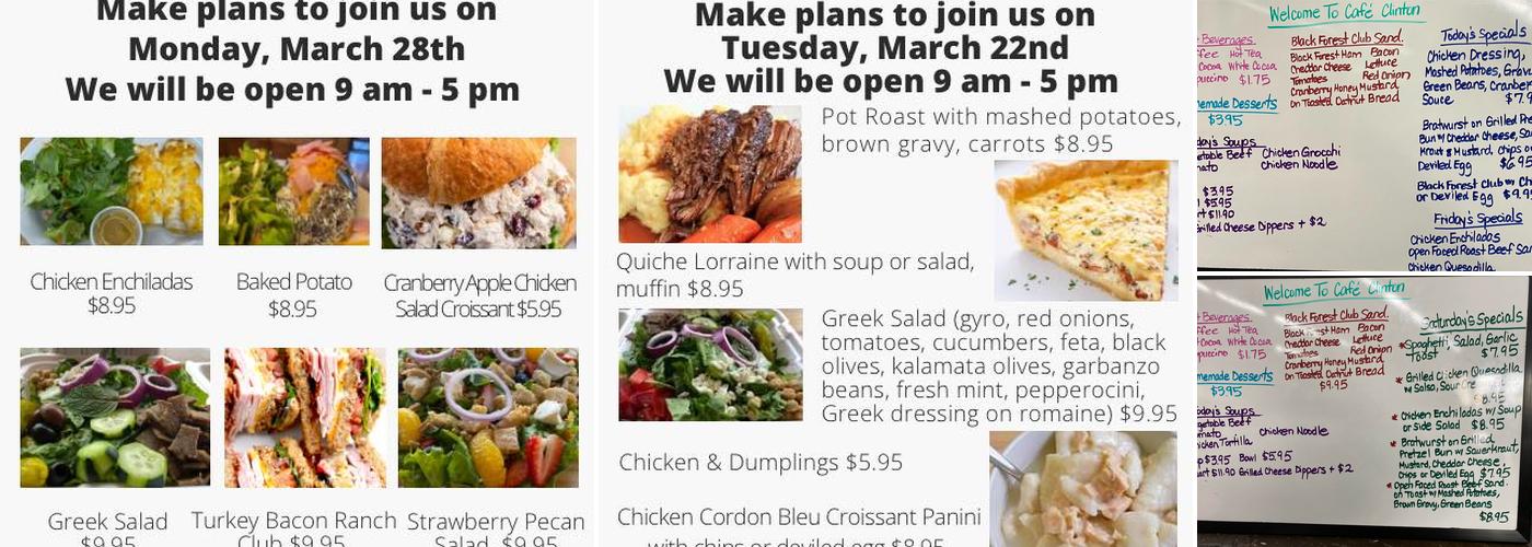 Cafe Downtown Clinton Menu