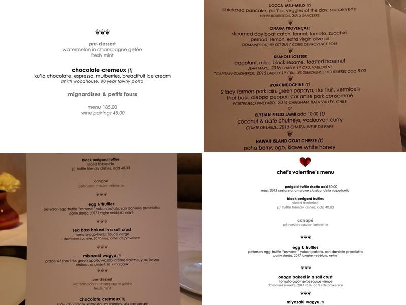 M by Jeremy Shigekane (formerly Chef Mavro) Menu