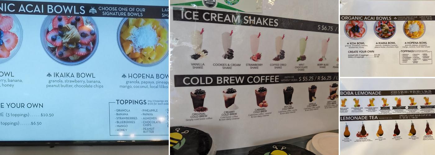 Bee & Tea Menu