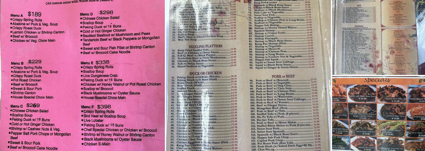 New Mui Kwai Chop Suey Menu