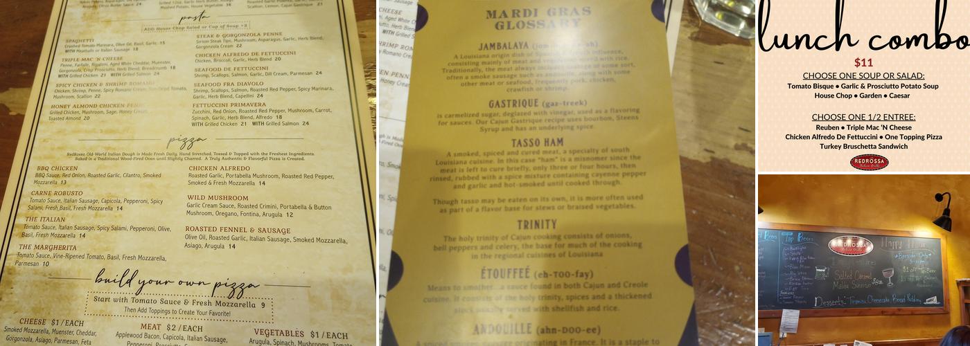 RedRossa Italian Grille Menu