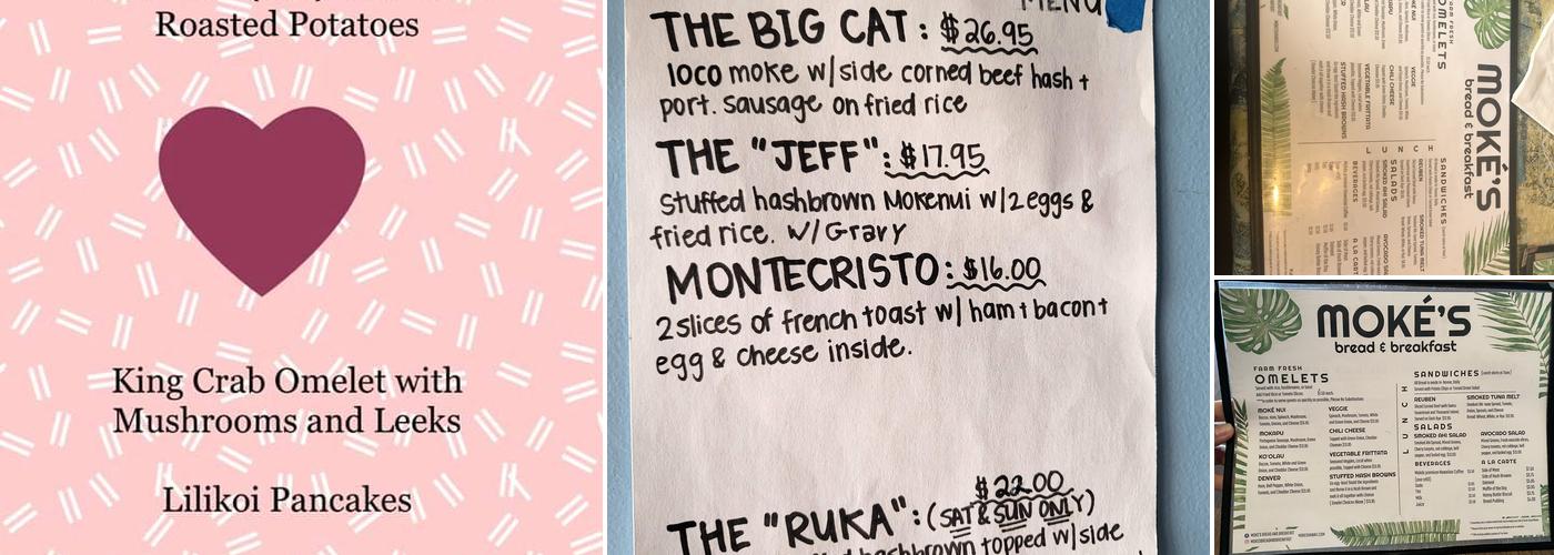 Moke's Bread & Breakfast Menu