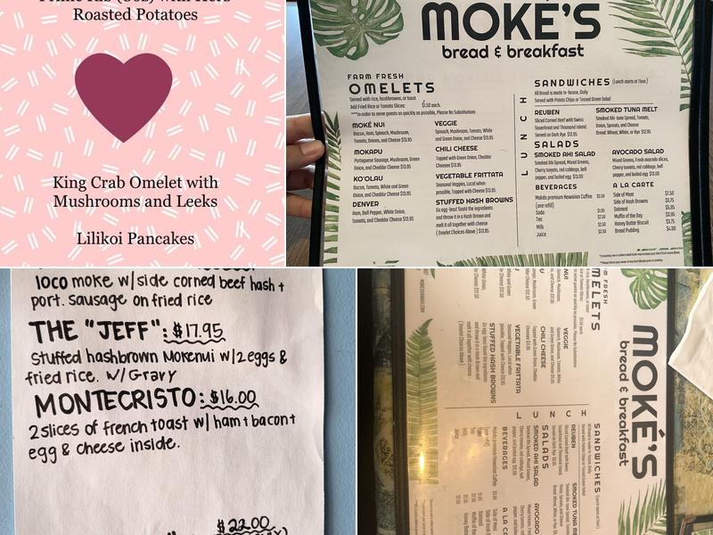 Moke's Bread & Breakfast Menu
