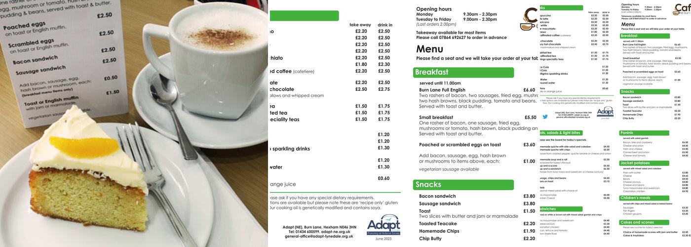 Cafe @ Burn Lane Community Cafe Menu