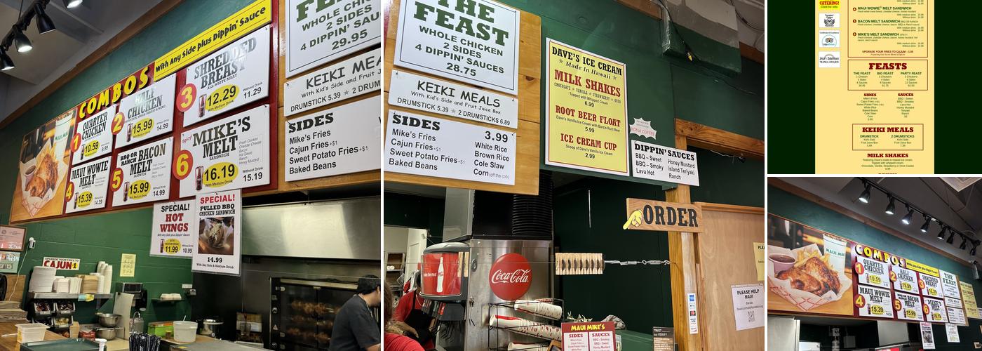 Maui Mike's Fire-Roasted Chicken Menu