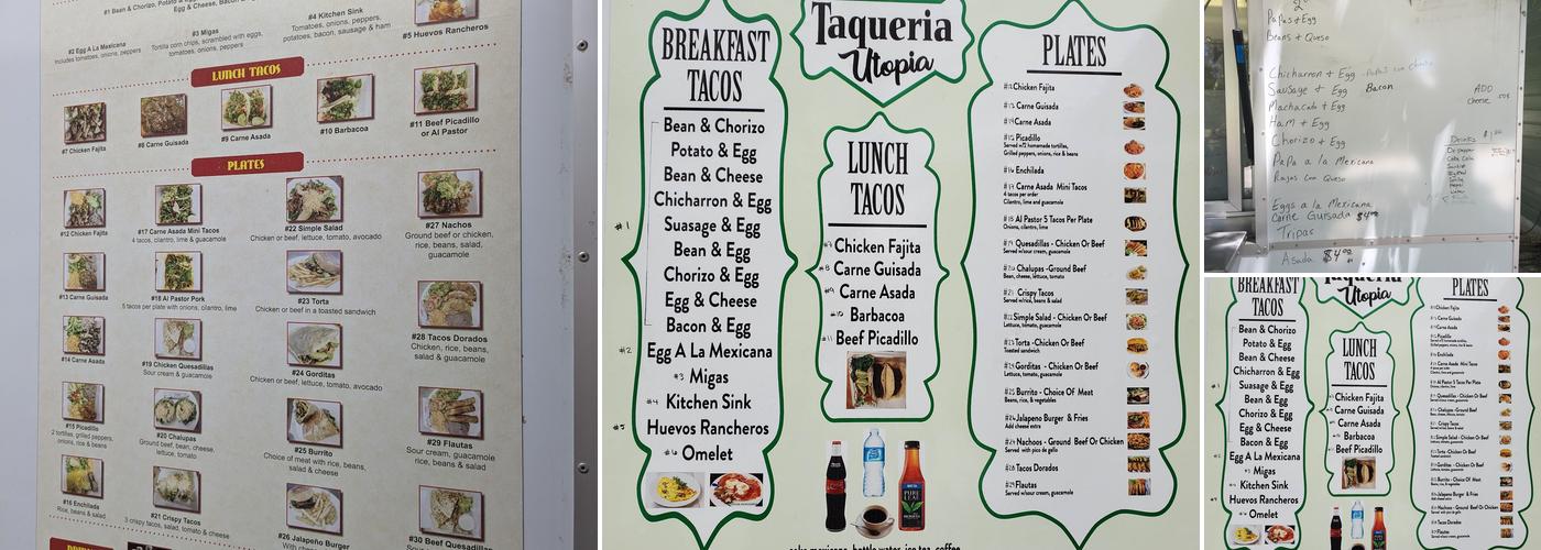 Taquria Utopia Menu